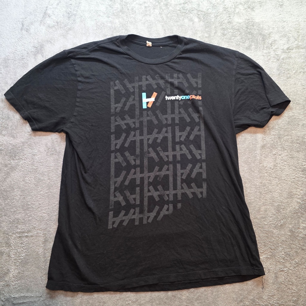 Twenty One Pilots Shirt Mens 2XL Black Logo Grid Graphic T-Shirt Band Music